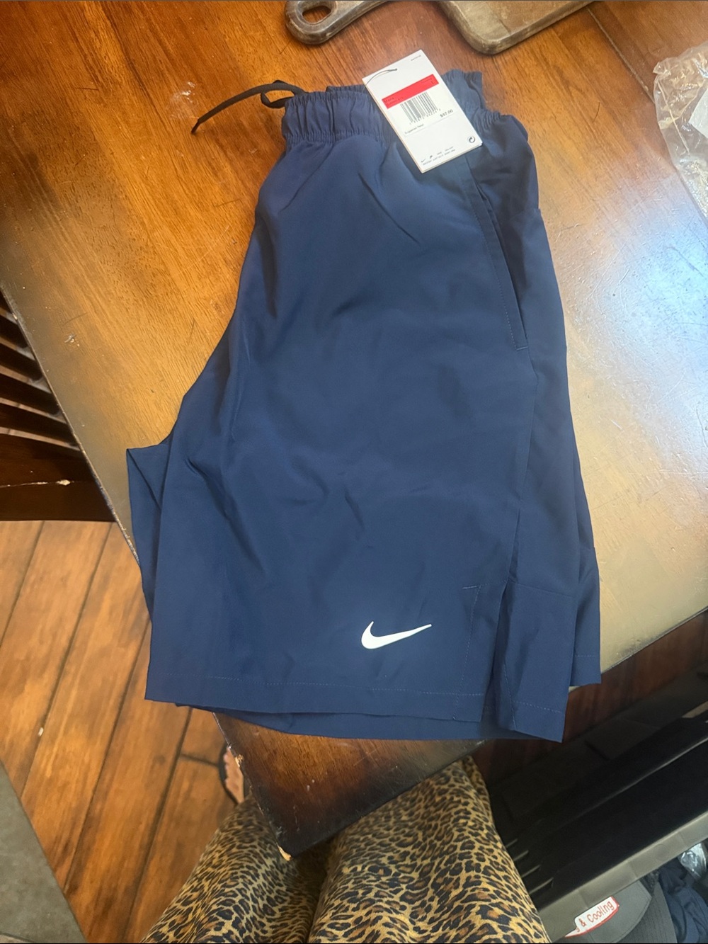 Brand new mens Nike Navy Blue Athletic Shorts with White Swoosh